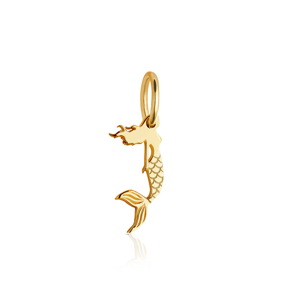Mermaid Charm, Solid Gold Mini