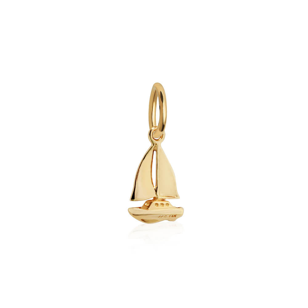 Sail Boat Charm, Solid Gold Mini