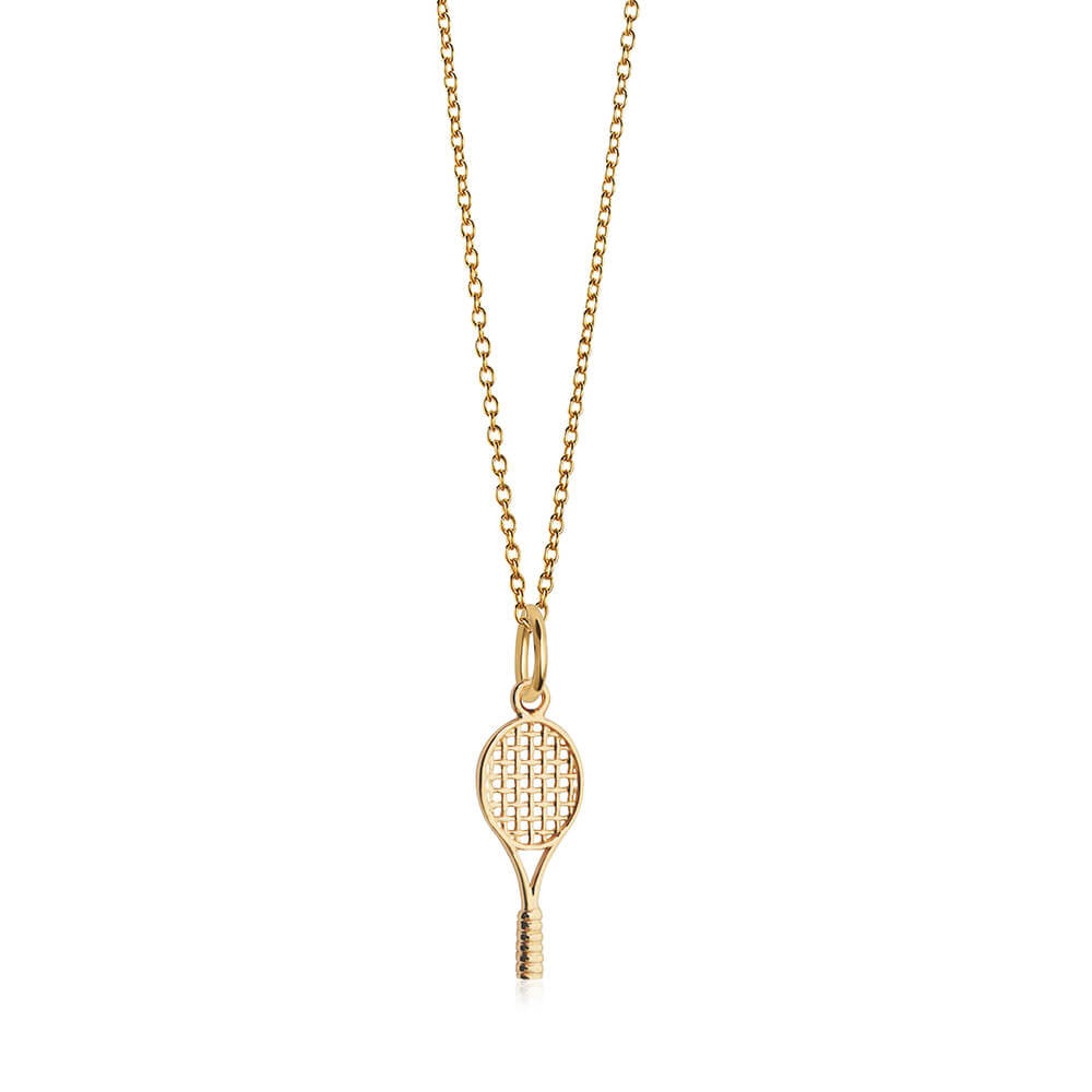 Tennis Racquet Charm, Solid Gold Mini