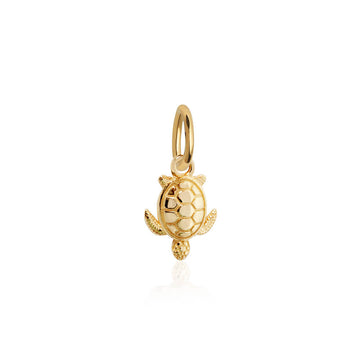 Sea Turtle Charm, Solid Gold Mini