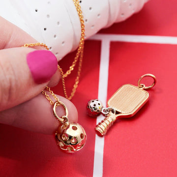 Pickleball Ball Charm, Mini Solid Gold