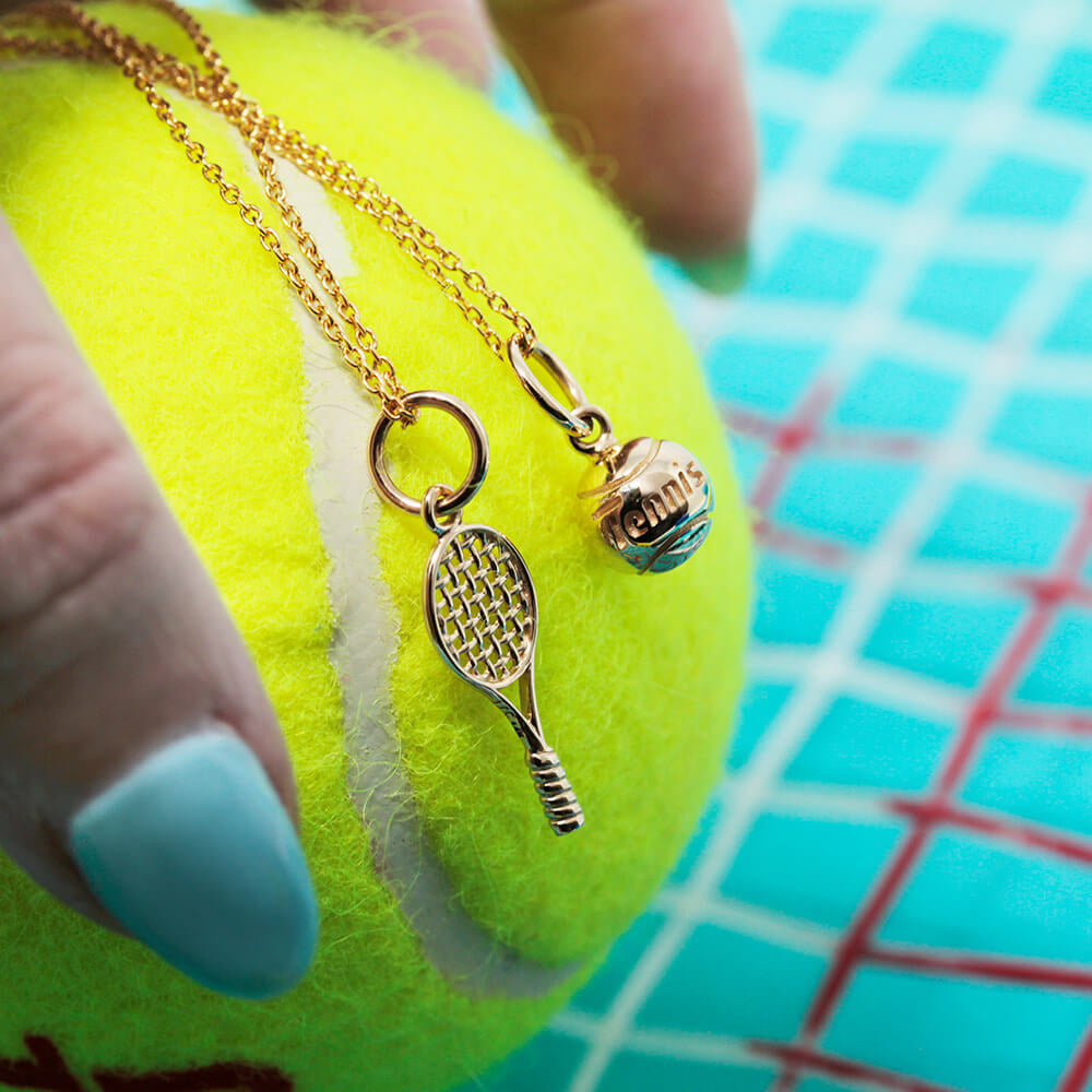 Solid 14K Yellow Gold Tennis Racket popular Pendant