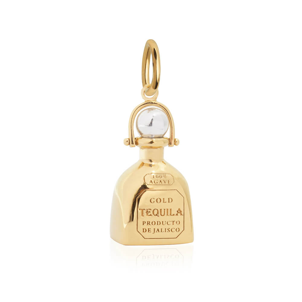 Two-Tone Tequila Bottle Charm Solid Gold