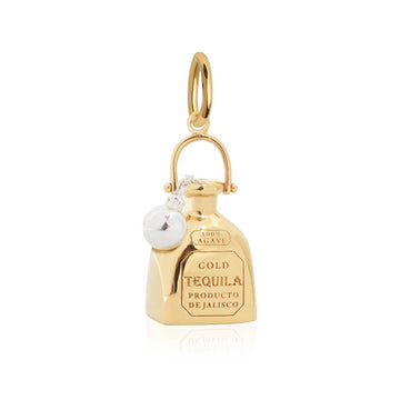 Two-Tone Tequila Bottle Charm Solid Gold