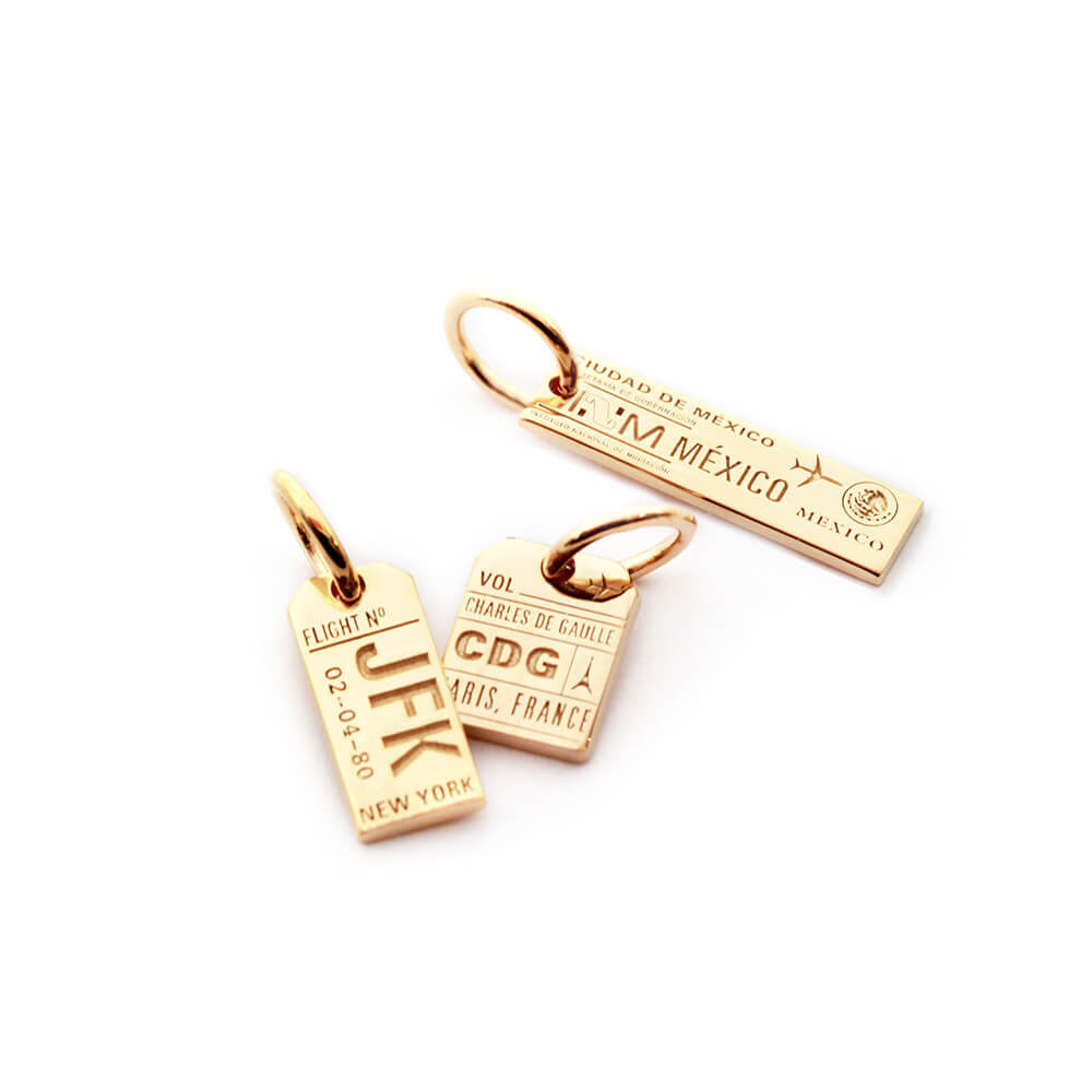 Luggage Tag Charms Mini, Solid Gold