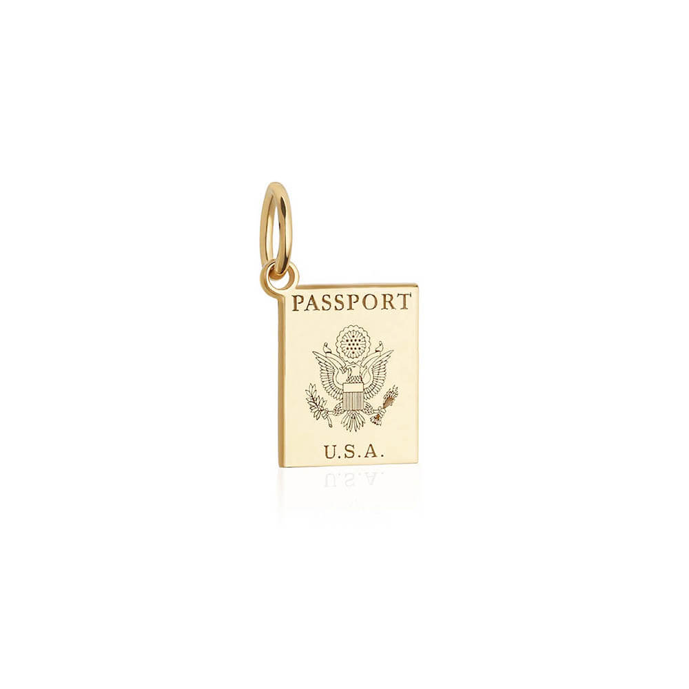 Mini Solid Gold USA Passport Book Charm (Ships Oct.) (4665810419800)