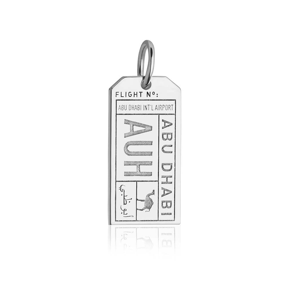 Silver Middle East Charm, AUH Abu Dhabi Luggage Tag - JET SET CANDY  (2283893325882)