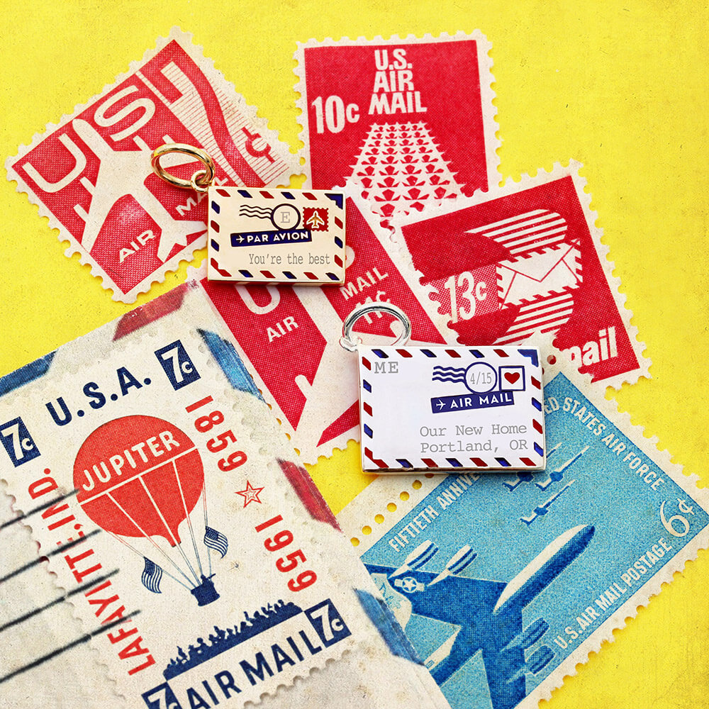 Gold Customizable Air Mail Charm, Mini - JET SET CANDY (7671781458168)