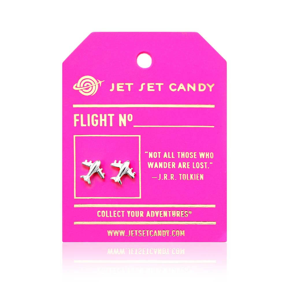 Sterling Silver Airplane Earrings - JET SET CANDY  (1720176574522)