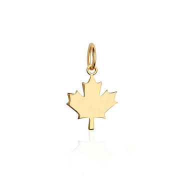 Canada Maple Leaf Charm, Solid Gold Mini