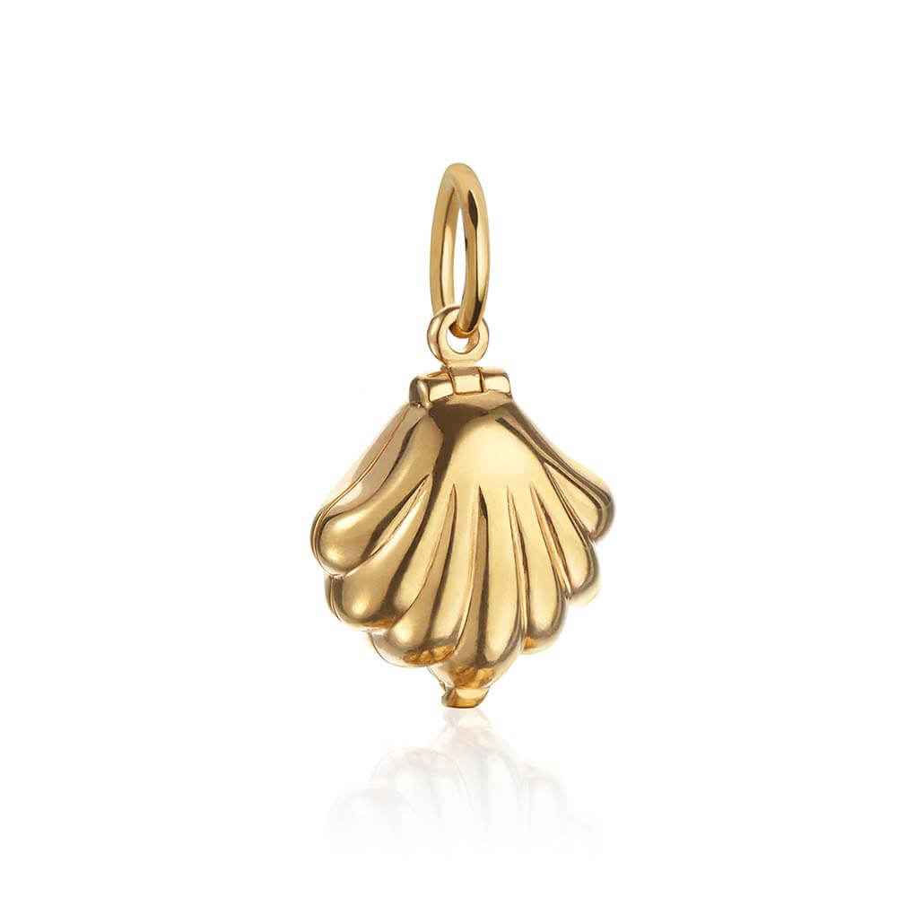 Gold Clamshell Charm - JET SET CANDY  (1720176869434)