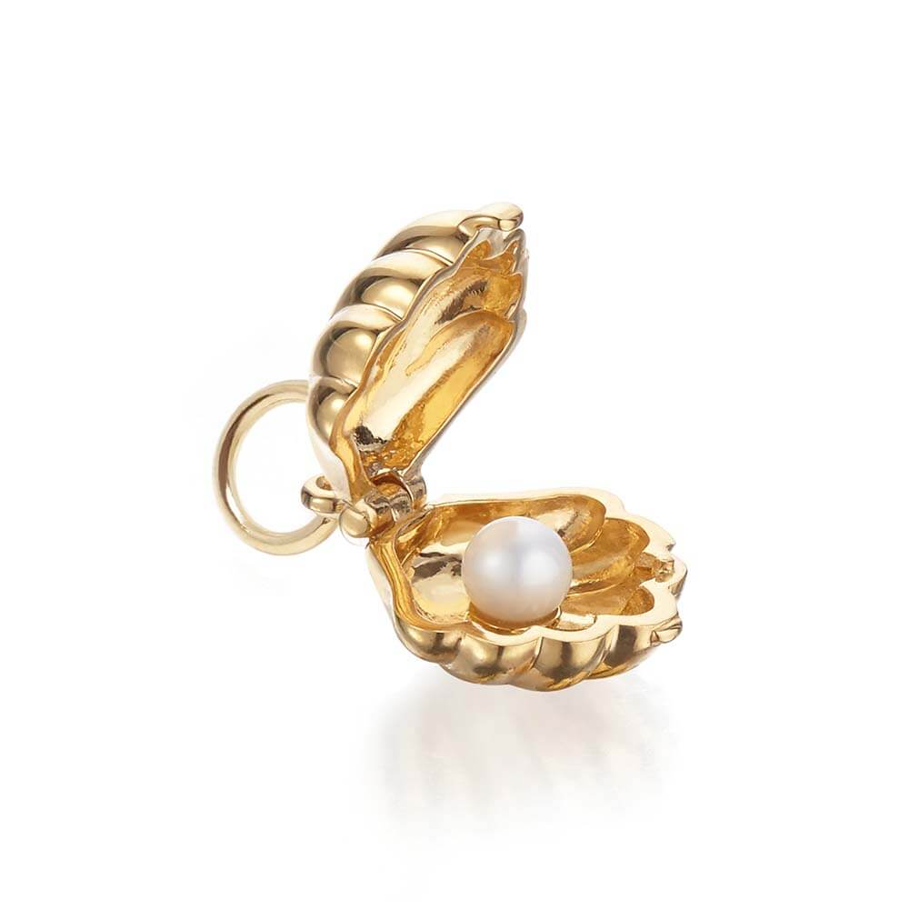 Gold Clamshell Charm - JET SET CANDY  (1720176869434)