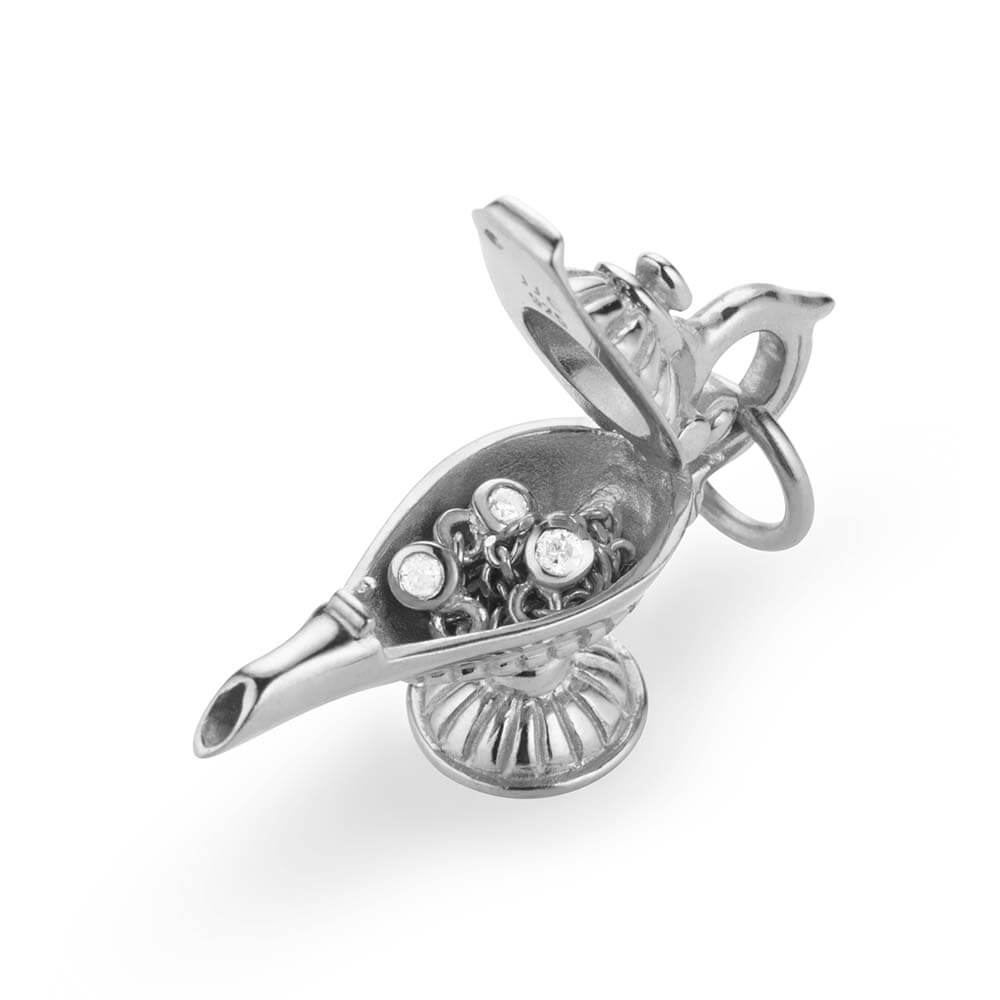 Silver Dubai Charm, Magic Lamp with 3 Wishes - JET SET CANDY  (1720172675130)