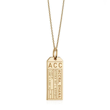 Accra Ghana Africa ACC Luggage Tag Charm Gold