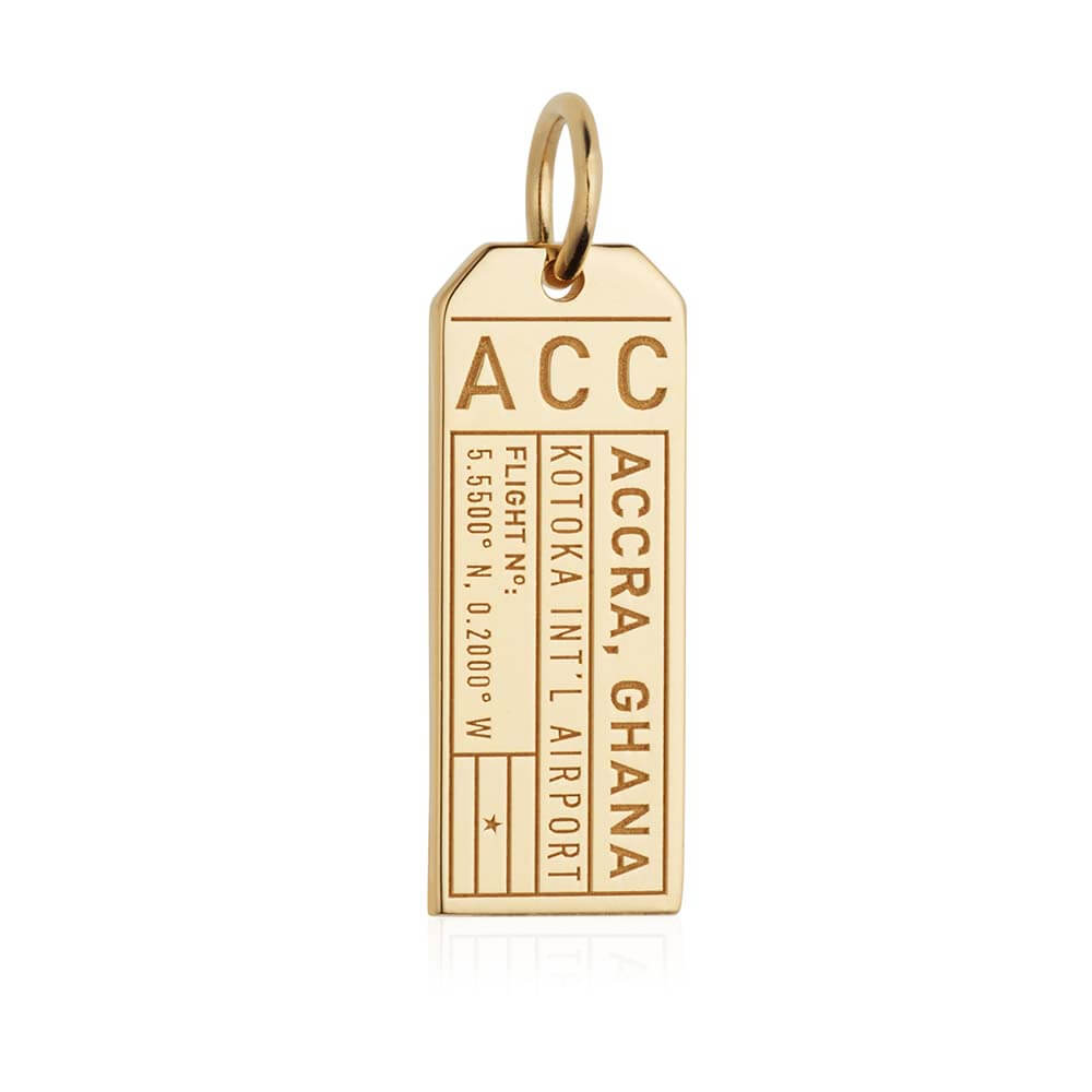 Gold Africa Charm, ACC Accra, Ghana Luggage Tag - JET SET CANDY  (1720184799290)