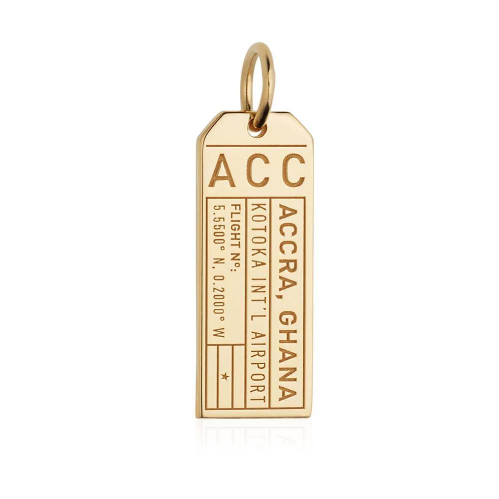 Solid Gold Africa Charm, ACC Accra, Ghana Luggage Tag - JET SET CANDY  (1720184799290)