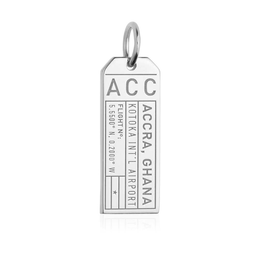 Silver Africa Charm, ACC Accra, Ghana Luggage Tag - JET SET CANDY  (1720184766522)