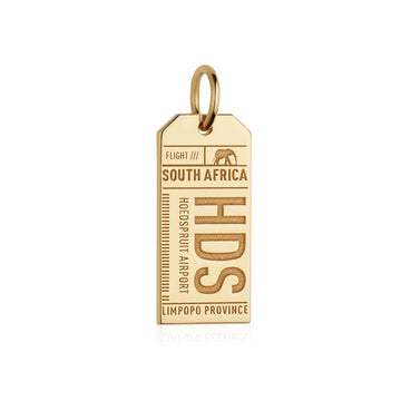 Hoedspruit South Africa HDS Luggage Tag Charm Gold