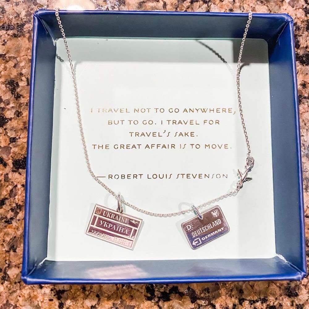 Silver Travel Charm, Ukraine Passport Stamp - JET SET CANDY (1720201740346)