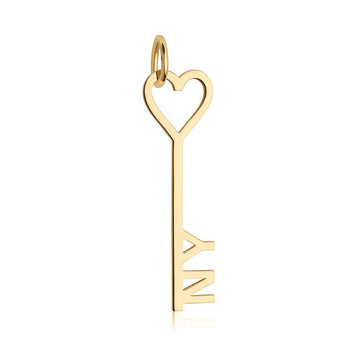 Gold New York Key & Heart Charm