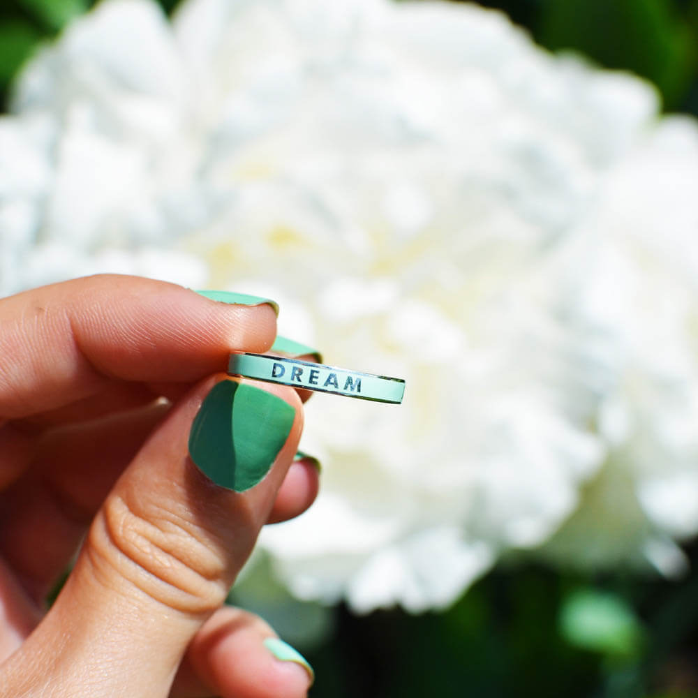 Mint Enamel Ring in Sterling Silver, Explore Dream Discover - JET SET CANDY  (1720209571898)