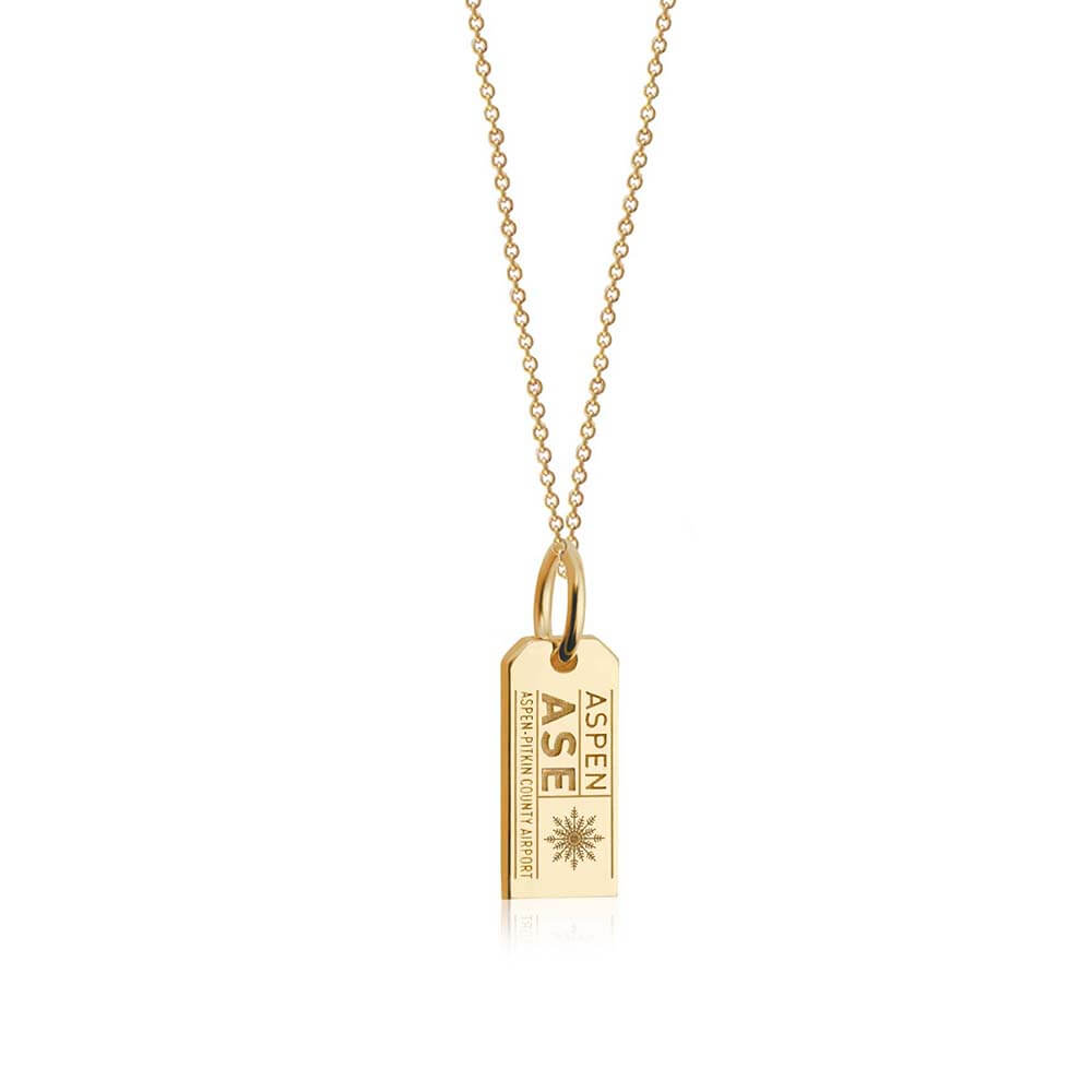 Solid Gold Mini Aspen Charm, ASE Luggage Tag - JET SET CANDY  (2283794628666)