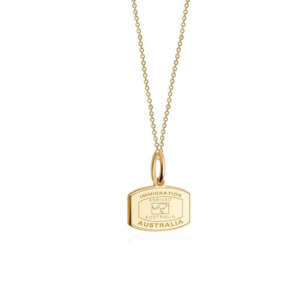 Solid Gold Mini Charm, Passport Stamp: Australia - JET SET CANDY  (1720176312378)