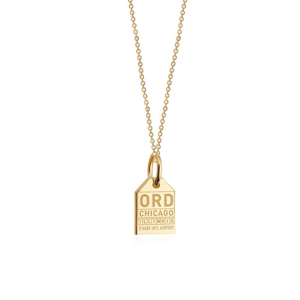 Mini Solid Gold Chicago Luggage Tag Charm - JET SET CANDY  (1925224235066)