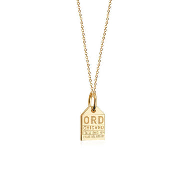 Mini Solid Gold Chicago ORD Luggage Tag Charm