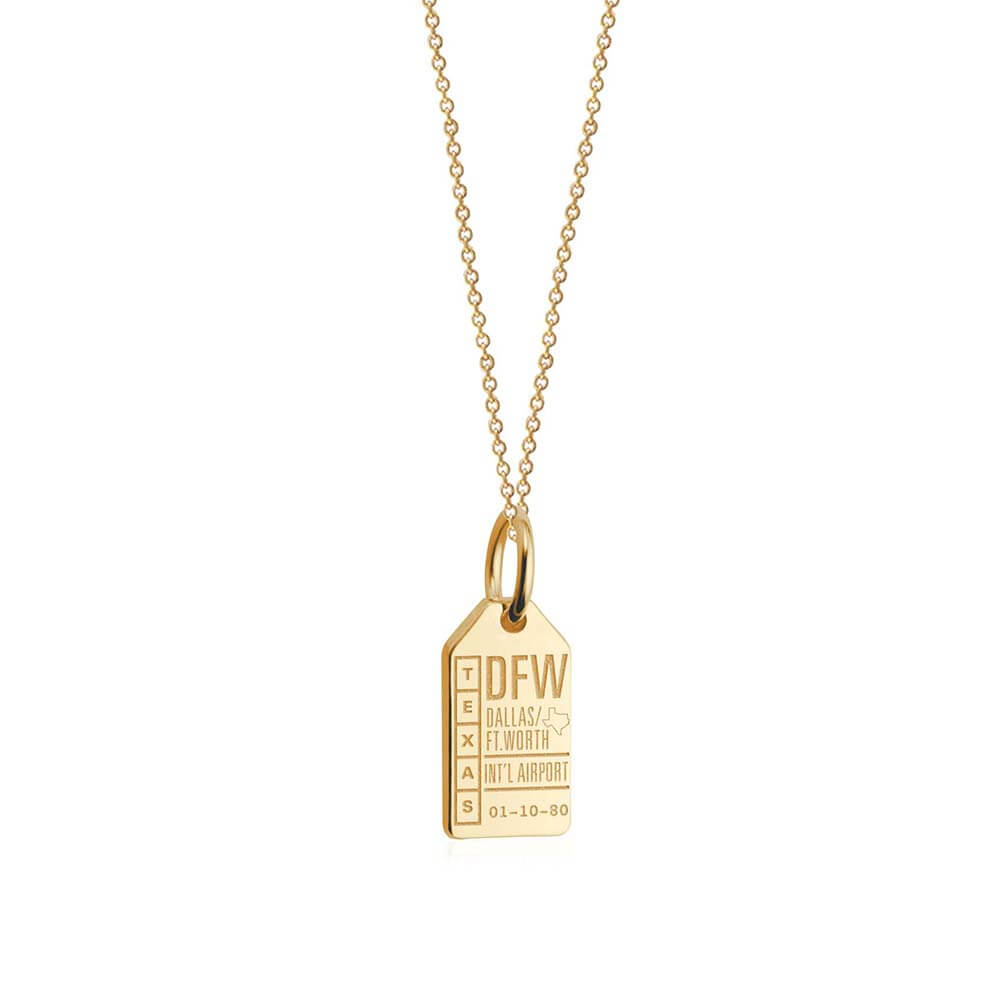 Solid Gold Mini Texas Charm, DFW Dallas Luggage Tag - JET SET CANDY  (1720190861370)