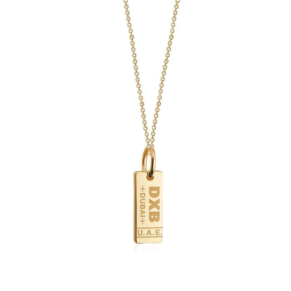 Solid Gold Mini Dubai Charm, DXB Luggage Tag - JET SET CANDY  (2283795972154)
