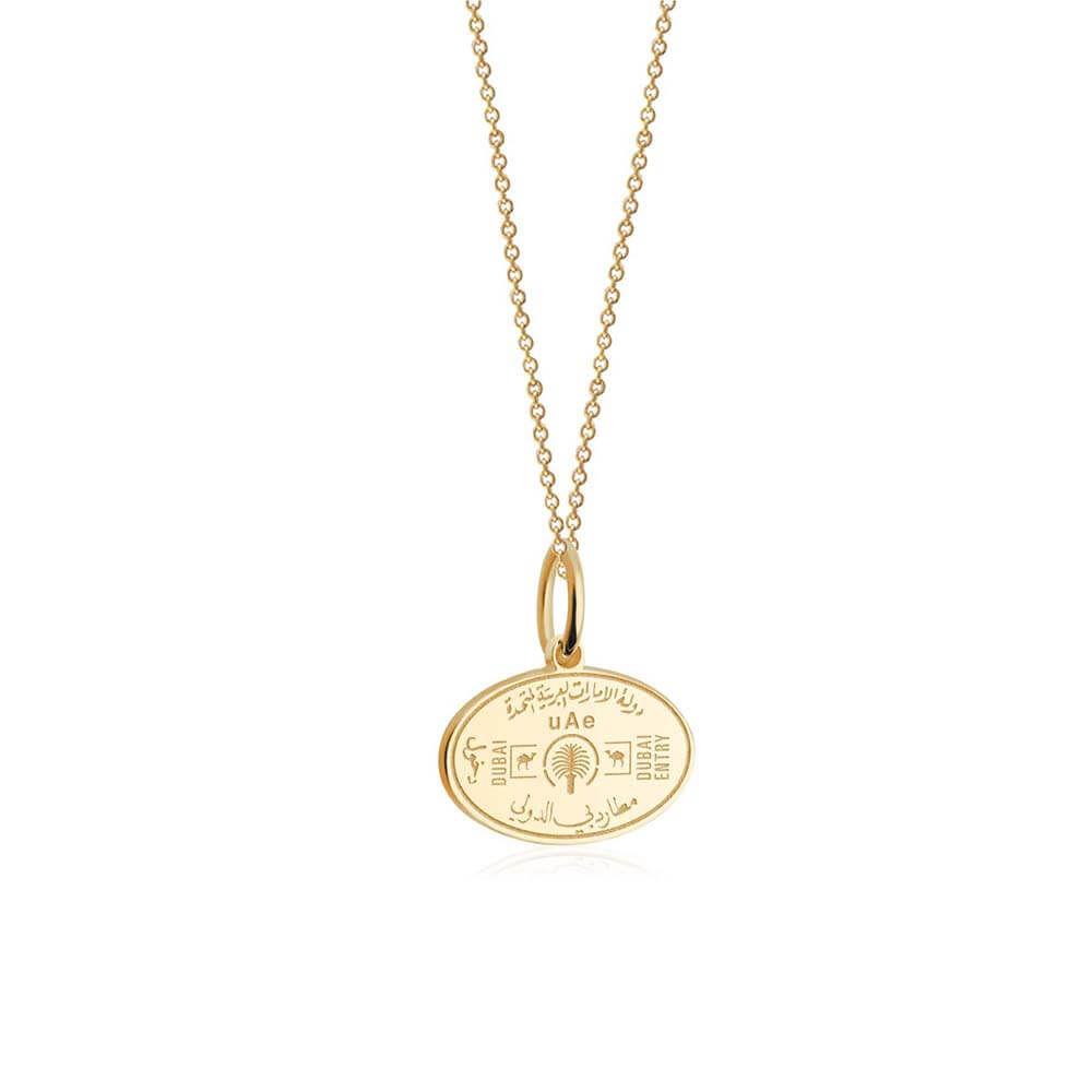 Solid Gold Mini Charm, Passport Stamp: United Arab Emirates - JET SET CANDY  (1720172904506)