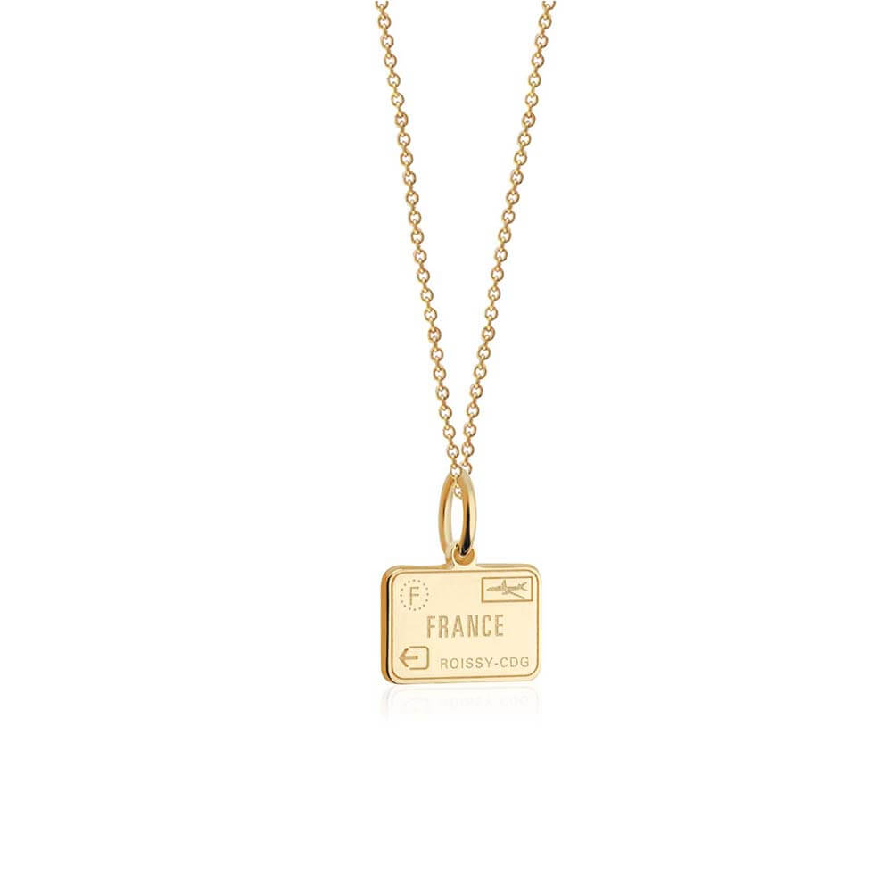 Solid Gold Mini Charm, Passport Stamp: France - JET SET CANDY  (1720170676282)