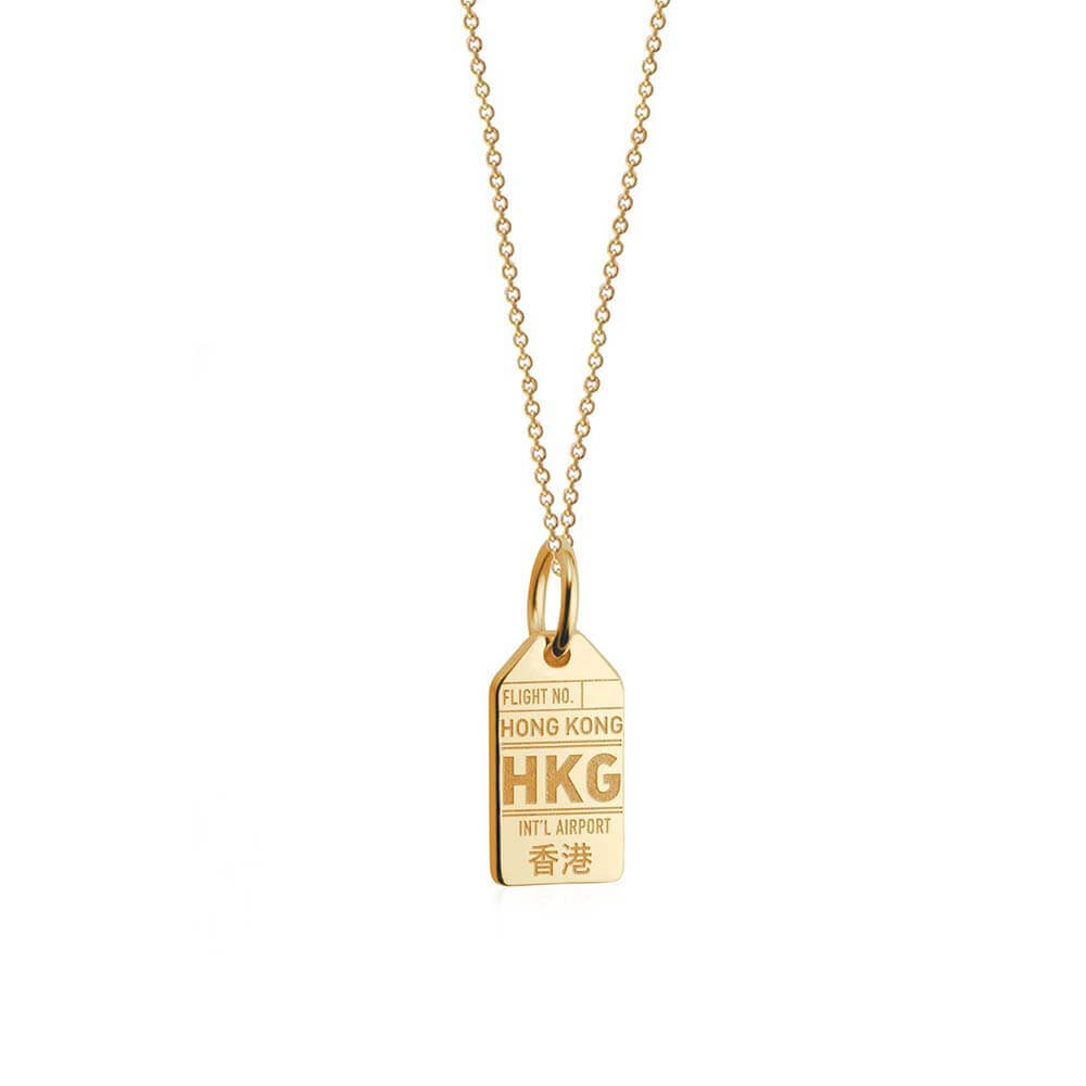 Solid Gold Mini Charm, HKG Hong Kong Luggage Tag - JET SET CANDY  (1720184012858)
