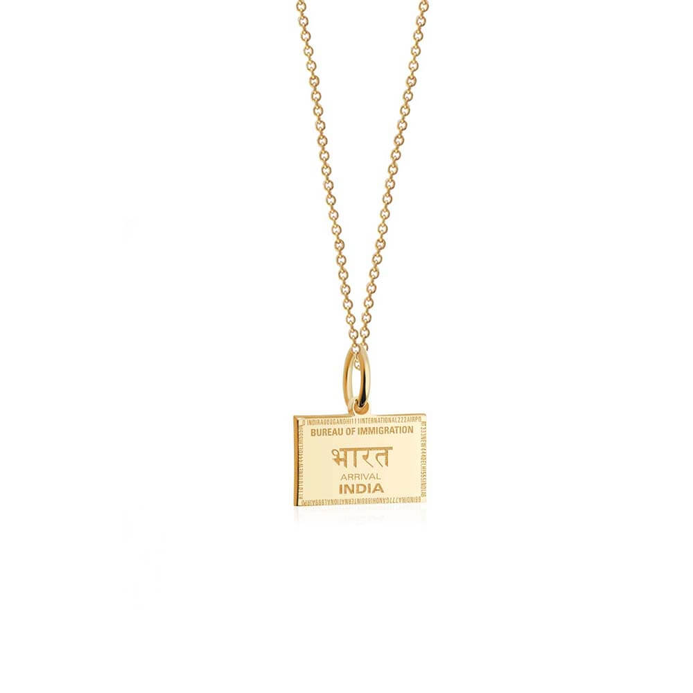Solid Gold Mini Charm, Passport Stamp: India - JET SET CANDY  (1720167825466)