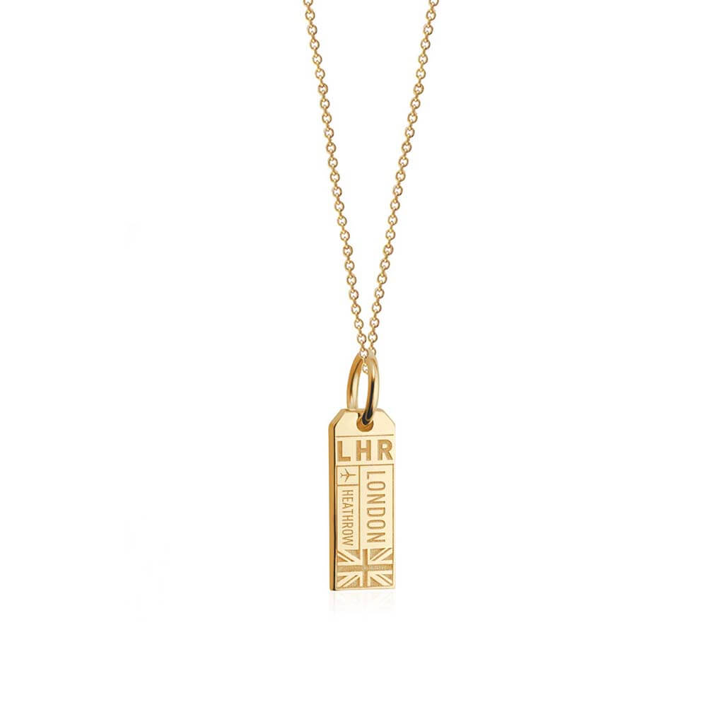 Solid Gold London Mini Charm, LHR Luggage Tag - JET SET CANDY  (1720187617338)