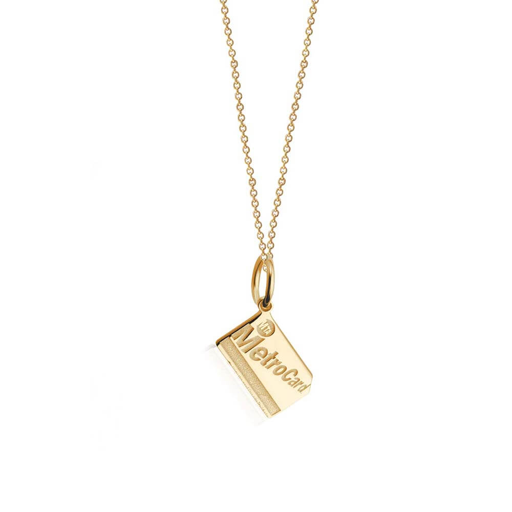 New York Mini Solid Gold Charm, MetroCard - JET SET CANDY  (2275153575994)
