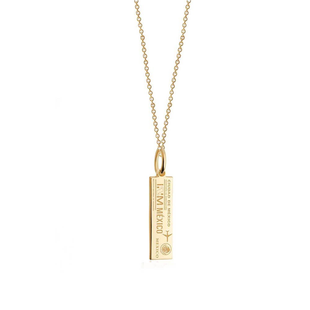 Solid Gold Mini Charm, Passport Stamp: Mexico - JET SET CANDY  (1720175099962)