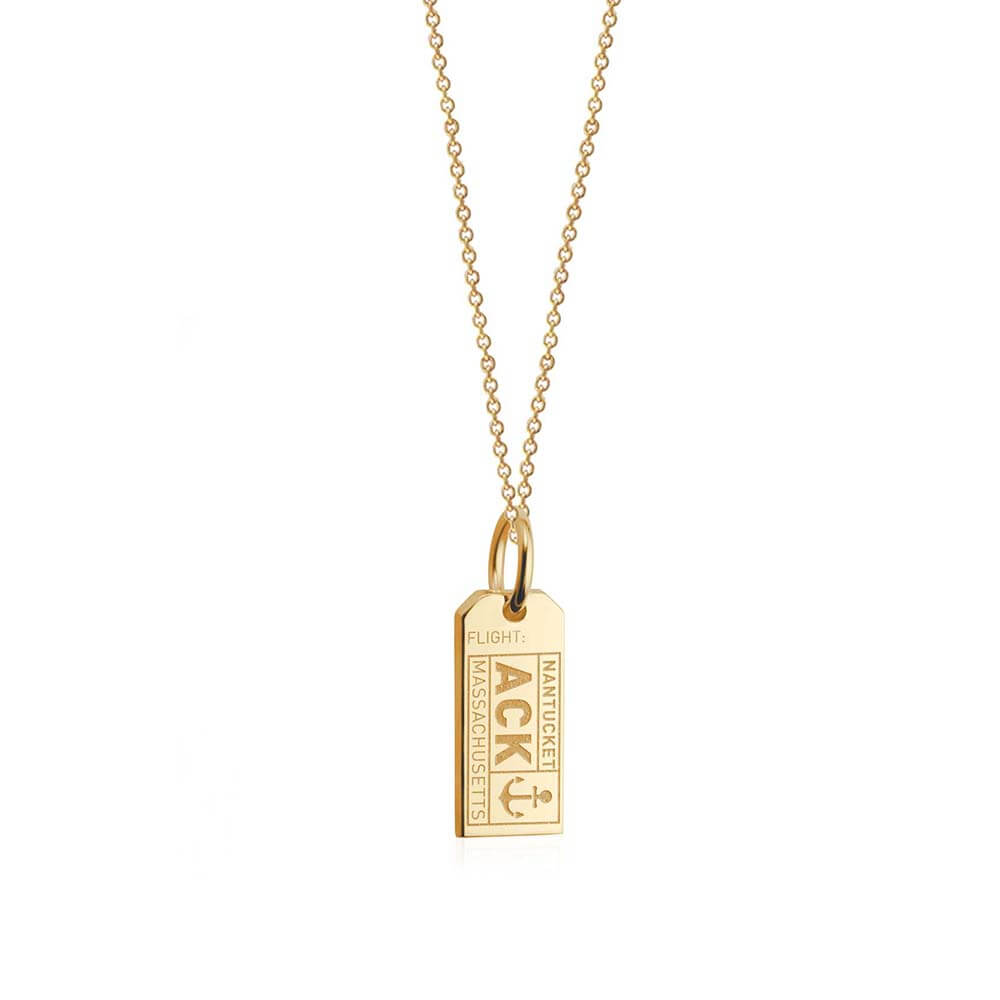 Solid Gold Mini Nantucket Charm, ACK Luggage Tag - JET SET CANDY  (1720193089594)