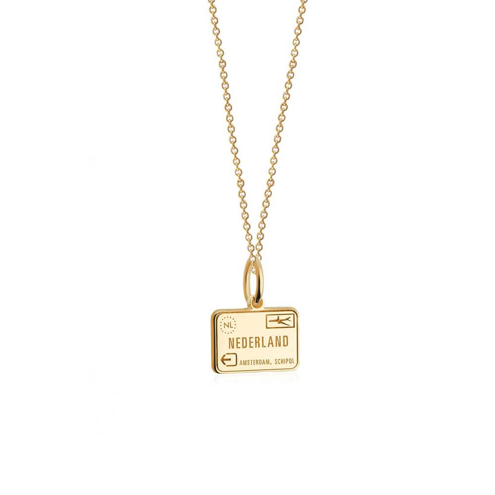 Mini Solid Gold Netherlands Charm, Passport Stamp - JET SET CANDY  (2283821662266)