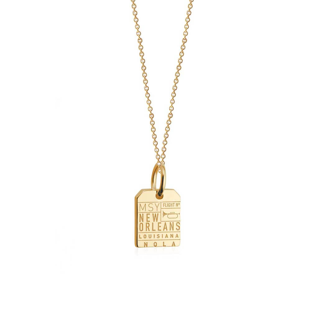 Solid Gold Mini Charm, MSY New Orleans Luggage Tag (SHIPS JUNE) - JET SET CANDY  (1720195743802)