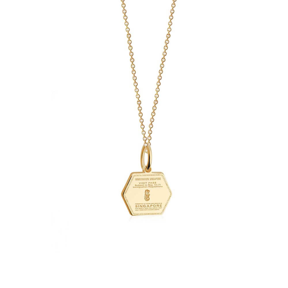Solid Gold Mini Charm, Passport Stamp: Singapore - JET SET CANDY  (1720168513594)