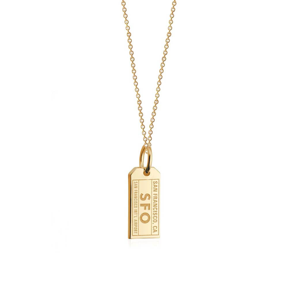 Mini Solid Gold San Francisco Charm, SFO Luggage Tag - JET SET CANDY  (2283818549306)