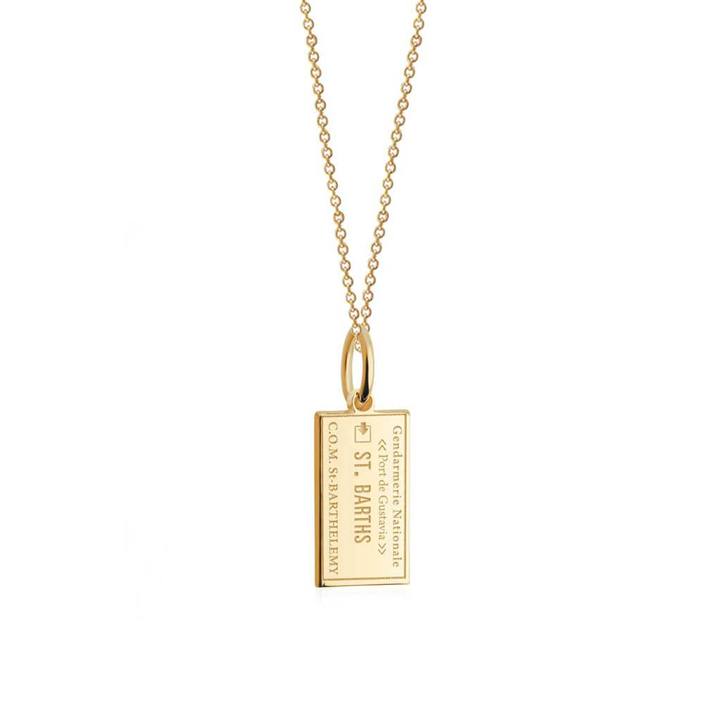 Solid Gold Mini Charm, Passport Stamp: St. Barths (SHIPS JUNE) - JET SET CANDY  (1720175034426)