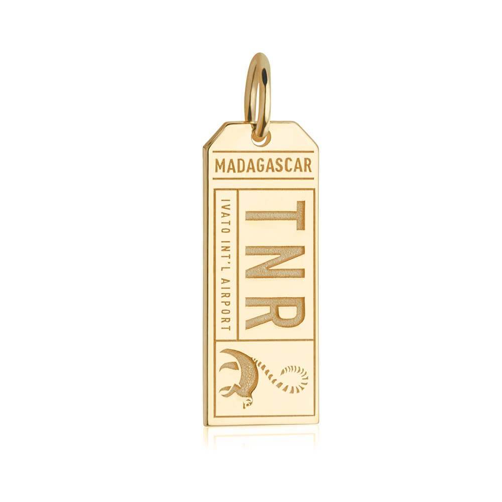 Solid Gold Travel Charm, TNR Madagascar Luggage Tag - JET SET CANDY  (1720179327034)