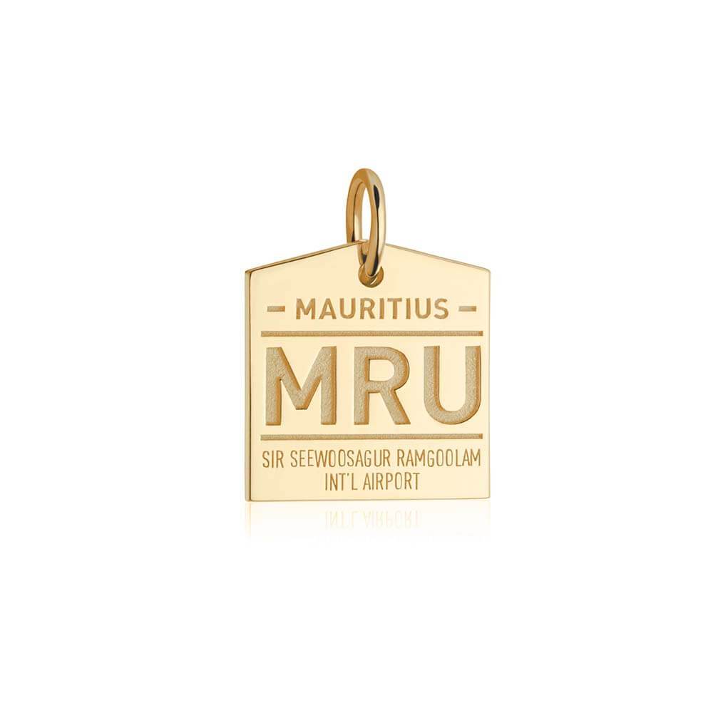 Solid Gold Travel Charm, MRU Mauritius Luggage Tag - JET SET CANDY  (1720196464698)