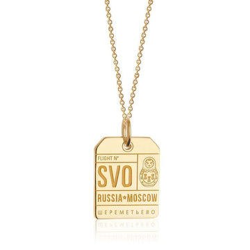 Solid Gold SVO Moscow Luggage Tag Charm