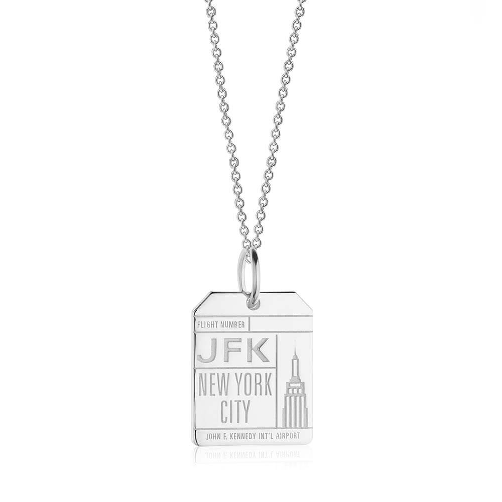 Silver New York Charm, JFK Luggage Tag - JET SET CANDY  (1720189616186)