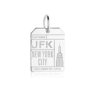 New York USA JFK Luggage Tag Charm Wide Silver