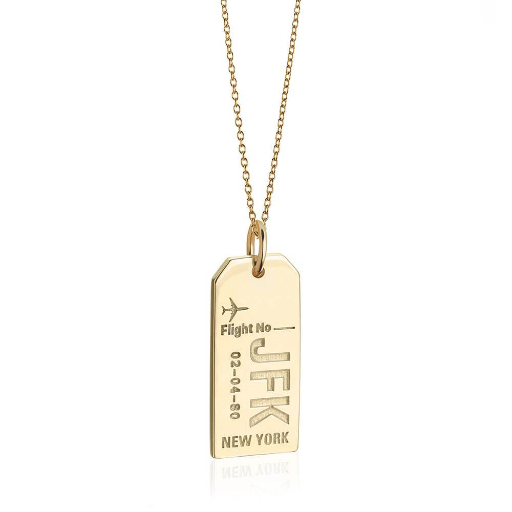 Gold New York JFK Charm, Luggage Tag - JET SET CANDY  (1720189583418)